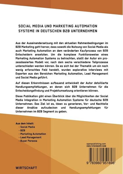 Produktbild: Social Media und Marketing Automation Systeme in deutschen B2B Unternehmen