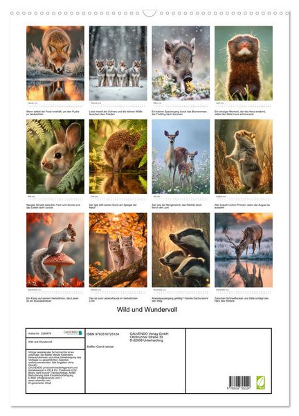Produktbild: Wild und Wundervoll (Wandkalender 2026 DIN A2 hoch), CALVENDO Monatskalender