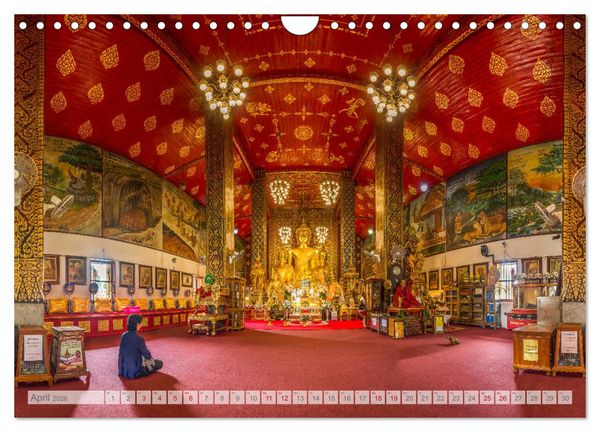 Produktbild: BUDDHA - Buddhistische Tempel in Nordthailand (Wandkalender 2026 DIN A4 quer), CALVENDO Monatskalender