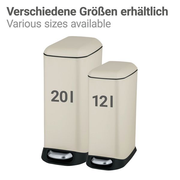 Produktbild: Treteimer Mod. Design 12 L, Easy-Close, Creme, mit herausnehmbarem Einsatz