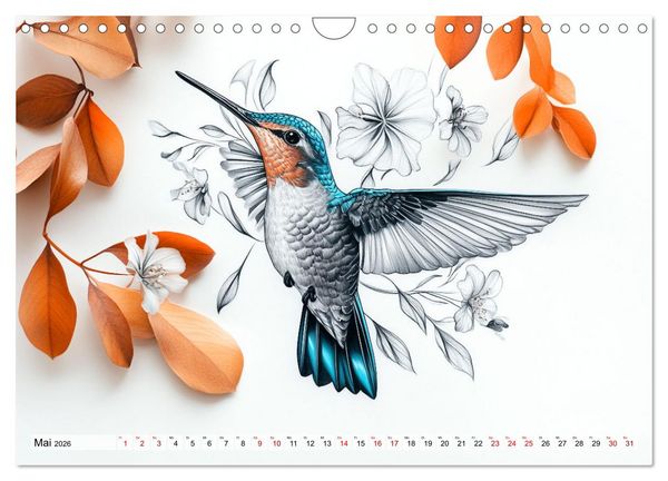Produktbild: Fliegende Kunstwerke - Kolibris (Wandkalender 2026 DIN A4 quer), CALVENDO Monatskalender