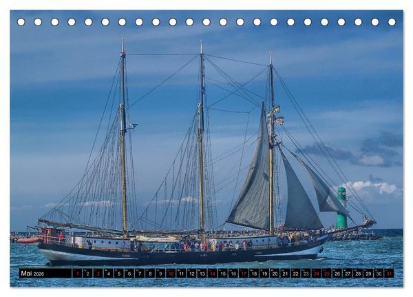 Produktbild: Segelschiffe vor Warnem&uuml;nde (Tischkalender 2026 DIN A5 quer), CALVENDO Monatskalender