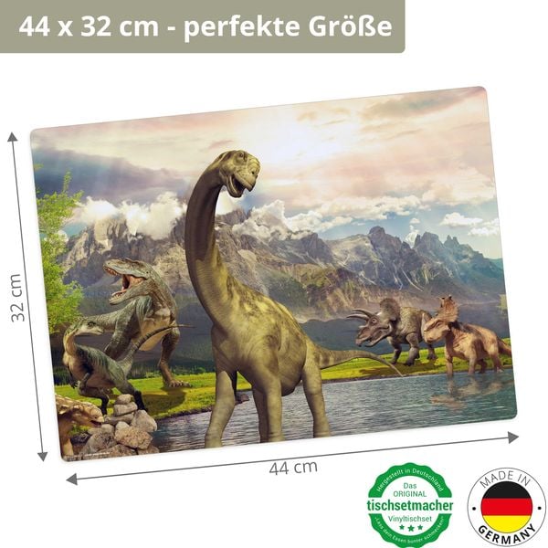 Produktbild: Tischsetmacher Tischset f&uuml;r Kinder Dinosaurier, aus hochwertigem Vinyl , 44 x 32 cm