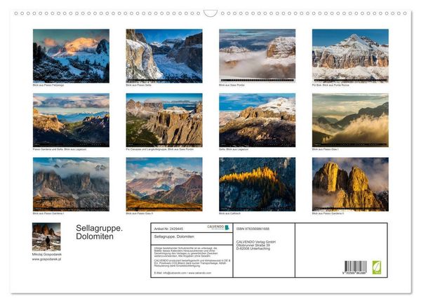Produktbild: Sellagruppe. Dolomiten (Wandkalender 2027 DIN A2 quer), CALVENDO Monatskalender