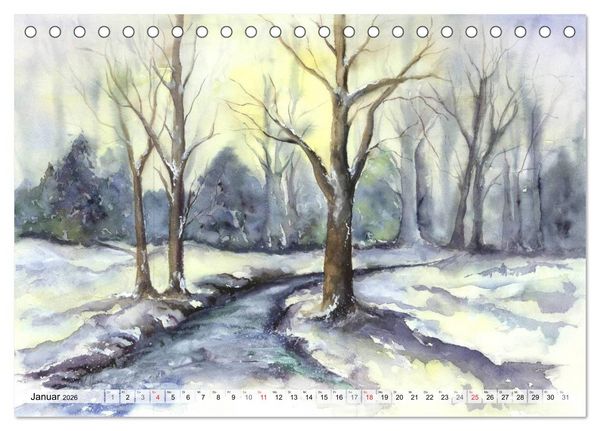 Produktbild: B&auml;ume in Aquarell (Tischkalender 2026 DIN A5 quer), CALVENDO Monatskalender