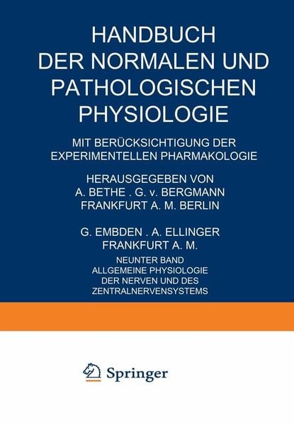 Produktbild: Allgemeine Physiologie der Nerven und des Zentralnervensystems