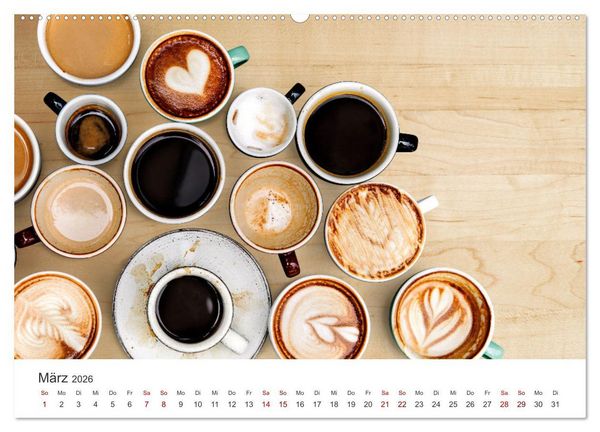 Produktbild: Kaffeekunst - Purer Genuss (Wandkalender 2026 DIN A2 quer), CALVENDO Monatskalender