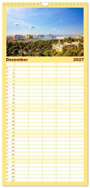 Produktbild: Familienplaner 2027 - Malaga Highlights der Stadt an der Costa del Sol mit 5 Spalten (Wandkalender, 21 x 45 cm) CALVENDO