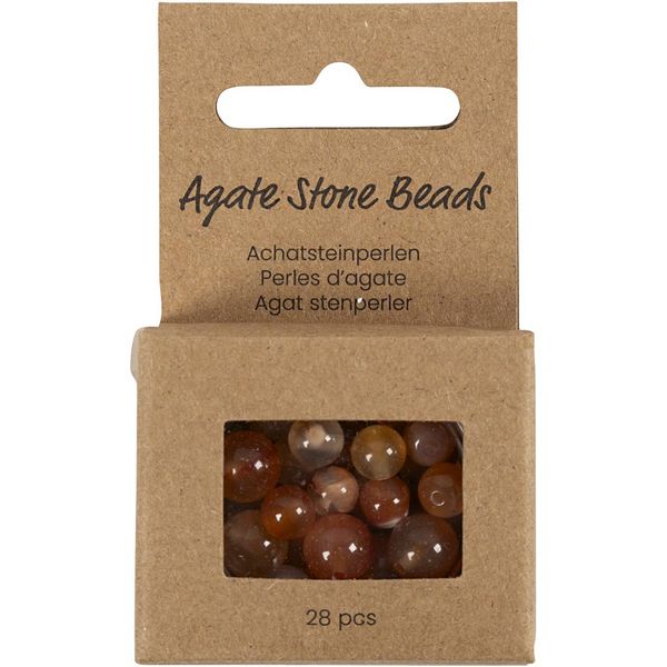 Produktbild: Creativ Company Achat Steinperlen, Gr&ouml;&szlig;e 1x10, 12x8, 15x6 mm, Lochgr&ouml;&szlig;e 0,9-1 mm, Hellbraun, 28 Stk