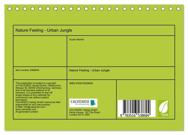 Produktbild: Nature Feeling - Urban Jungle (Desk Calendar 2026 DIN A5 landscape), CALVENDO 12 Month DeskCalendar