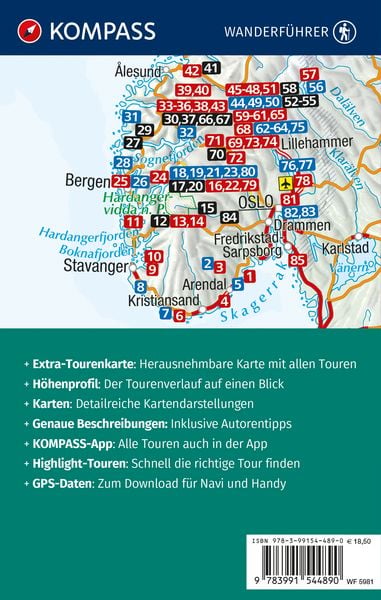 Produktbild: KOMPASS Wanderf&uuml;hrer Norwegen S&uuml;d, von Oslo bis zum Romsdalen, 85 Touren mit Extra-Tourenkarte