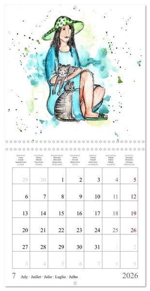 Produktbild: My faithful companions - Watercolours of a love for cats (Wall Calendar 2026 12 &times; 12 Inch) CALVENDO 12 Month Wall Calendar