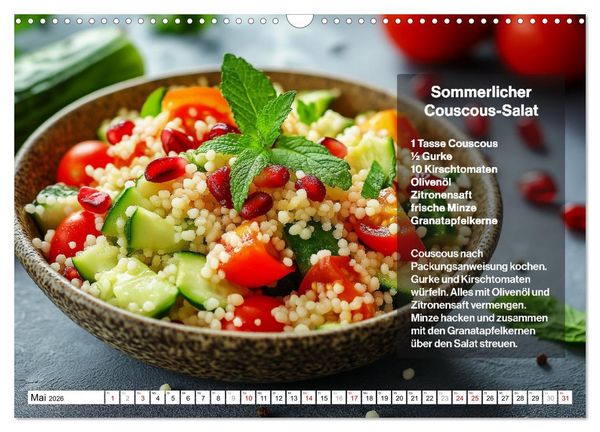 Produktbild: Veganes Soulfood - Leichte vegan Rezepte f&uuml;r jeden Monat (Wandkalender 2026 DIN A3 quer), CALVENDO Monatskalender