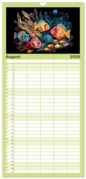 Produktbild: Familienplaner 2026 - Quilling Inspirationen mit 5 Spalten (Wandkalender, 21 x 45 cm) CALVENDO