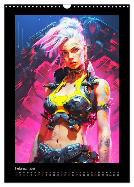 Produktbild: Cyberpunk. Futuristische Heldinnen (Wandkalender 2026 DIN A3 hoch), CALVENDO Monatskalender