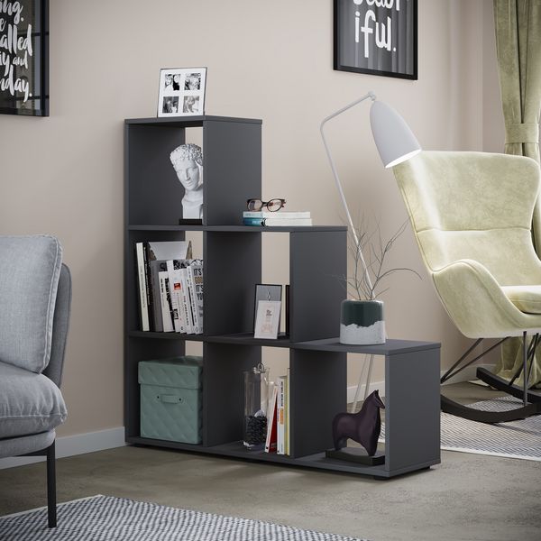 Produktbild: Holz Stand Treppenregal Regal 6 F&auml;cher Nitas