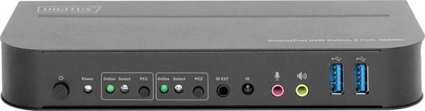 Produktbild: Digitus DS-12850 2+2 Port KVM-Umschalter DisplayPort&reg;, HDMI Fernbedienung, Tastatur 3840 x 2160 Pixel