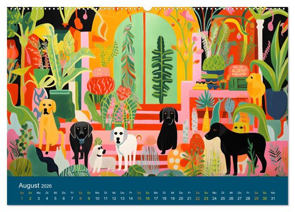 Produktbild: Hunde Kunstwerke - Hunde im Stil des Fauvismus k&uuml;nstlerisch gestaltet (hochwertiger Premium Wandkalender 2026 DIN A2 quer), Kunstdruck in Hochglanz