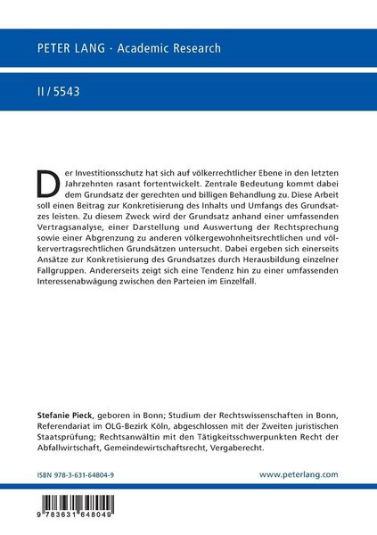 Produktbild: Der Grundsatz der gerechten und billigen Behandlung in Investitionsschutzvertr&auml;gen