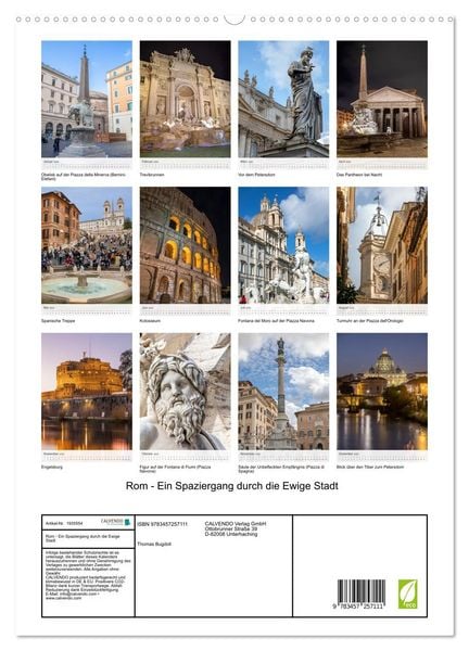 Produktbild: Rom - Ein Spaziergang durch die Ewige Stadt (hochwertiger Premium Wandkalender 2026 DIN A2 hoch), Kunstdruck in Hochglanz