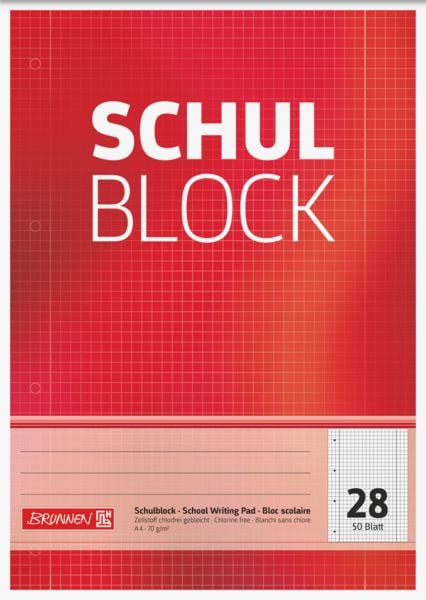 Produktbild: Brunnen Schulblock Notizblock A4 50 Blatt Lineatur 28
