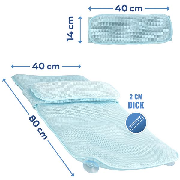 Produktbild: Badewannenmatte mit Kissen, aus 100% druckentlastendem Polyester-3D-Mesh-Gewebe