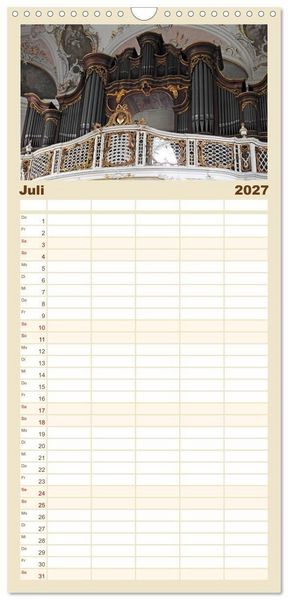 Produktbild: Familienplaner 2027 - Fantastische Welt der Orgeln mit 5 Spalten (Wandkalender, 21 x 45 cm) CALVENDO