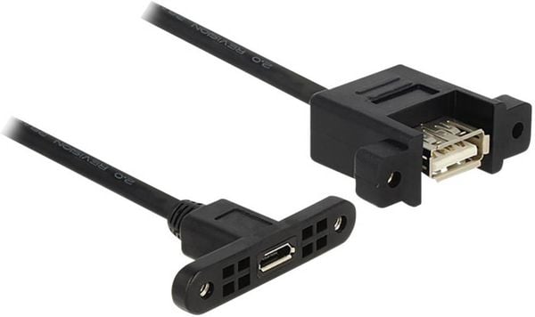 Delock USB-Kabel USB 2.0 USB-Micro-B Buchse, USB-A Buchse 0.25m Schwarz 85109