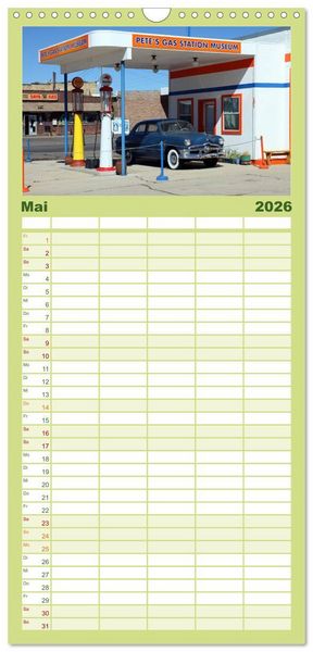 Produktbild: Familienplaner 2026 - Route 66 im S&uuml;dwesten mit 5 Spalten (Wandkalender, 21 x 45 cm) CALVENDO
