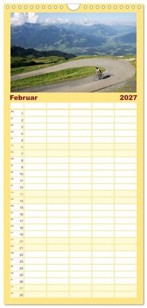 Produktbild: Familienplaner 2027 - Alpenp&auml;sse auf dem Rennrad "Himmlische Serpentinen" mit 5 Spalten (Wandkalender, 21 x 45 cm) CALVENDO