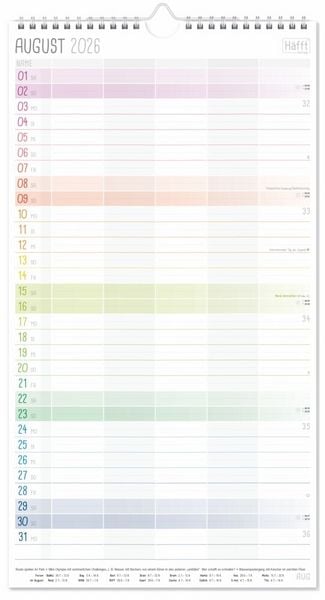 Produktbild: Familienplaner 26/27 Wand-Kalender 5-spaltig [Rainbow] 17 Monate