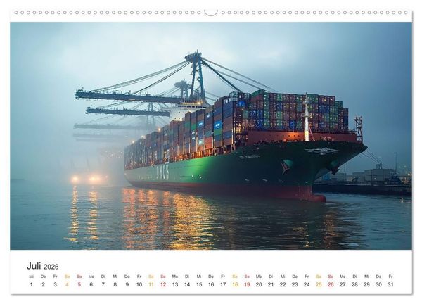 Produktbild: Containerschiffe - Giganten im Fokus (Wandkalender 2026 DIN A2 quer), CALVENDO Monatskalender