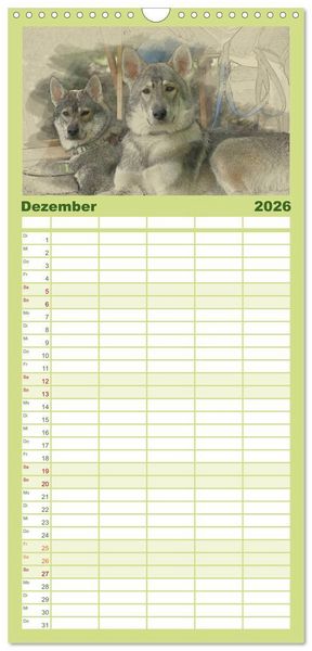 Produktbild: Familienplaner 2026 - Schlittenhunde 2026 mit 5 Spalten (Wandkalender, 21 x 45 cm) CALVENDO