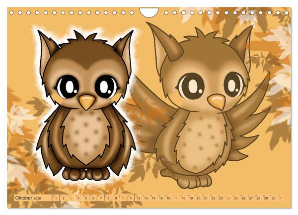 Produktbild: niedliche Kawaii Tiere (Wandkalender 2026 DIN A4 quer), CALVENDO Monatskalender
