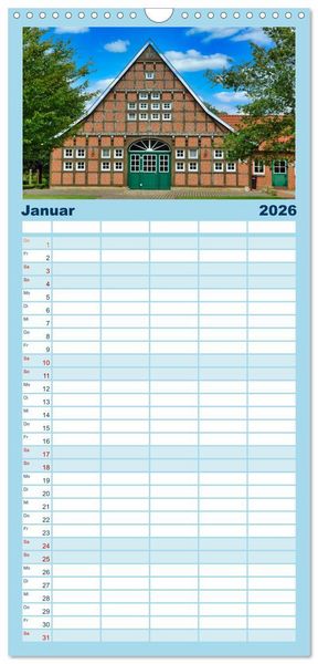 Produktbild: Familienplaner 2026 - Baukunst Fachwerk mit 5 Spalten (Wandkalender, 21 x 45 cm) CALVENDO