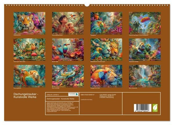 Produktbild: Dschungelzauber - Kunstvolle Werke (hochwertiger Premium Wandkalender 2026 DIN A2 quer), Kunstdruck in Hochglanz