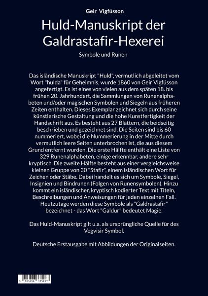 Produktbild: Huld-Manuskript der Galdrastafir-Hexerei