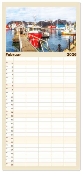 Produktbild: Familienplaner 2026 - Norwegens K&uuml;stenst&auml;dte mit 5 Spalten (Wandkalender, 21 x 45 cm) CALVENDO