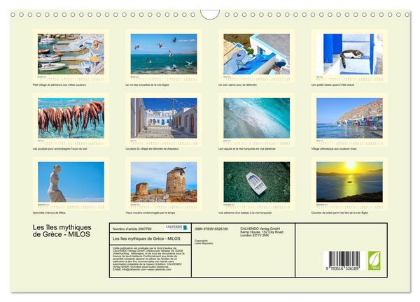 Produktbild: Les &icirc;les mythiques de Gr&egrave;ce - MILOS (Calendrier mural 2026 DIN A3 vertical), CALVENDO calendrier mensuel