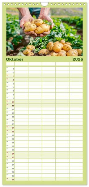 Produktbild: Familienplaner 2026 - Mein Gem&uuml;segarten - Ein Jahr knackig frisches Gem&uuml;se mit 5 Spalten (Wandkalender, 21 x 45 cm) CALVENDO