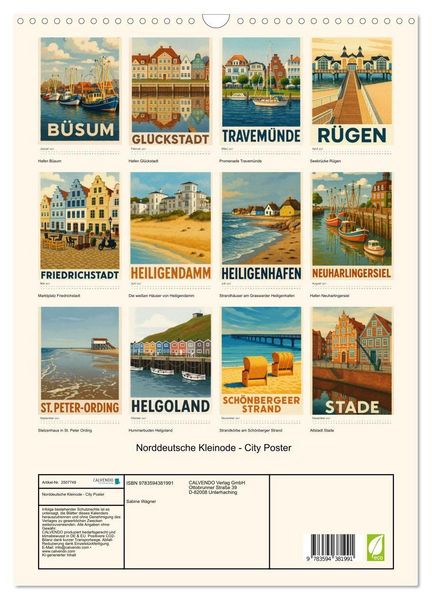 Produktbild: Norddeutsche Kleinode - City Poster (Wandkalender 2027 DIN A3 hoch), CALVENDO Monatskalender