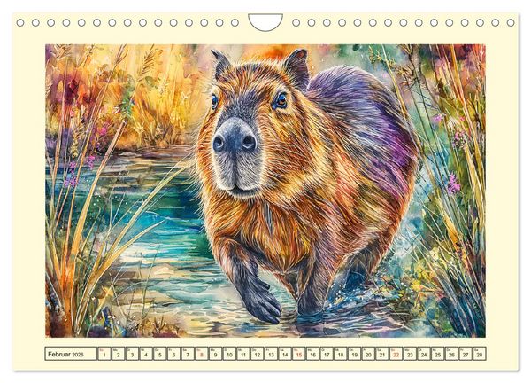 Produktbild: Wasserschweine. Bezaubernde Capybaras in der Natur (Wandkalender 2026 DIN A4 quer), CALVENDO Monatskalender