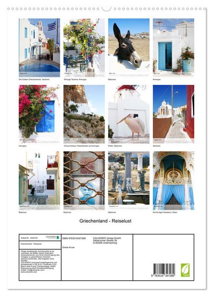 Produktbild: Griechenland - Reiselust (hochwertiger Premium Wandkalender 2026 DIN A2 hoch), Kunstdruck in Hochglanz