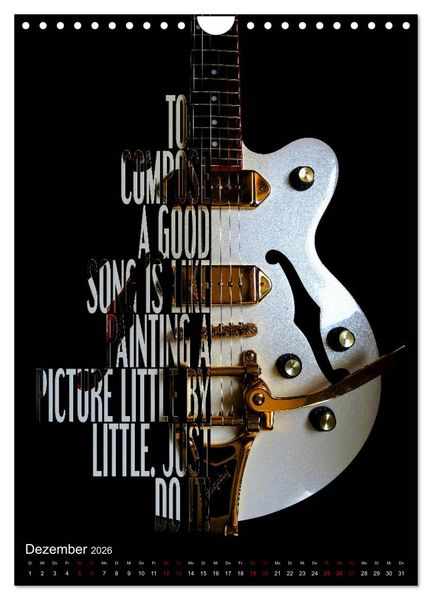 Produktbild: Rockgitarren Textposter (Wandkalender 2026 DIN A4 hoch), CALVENDO Monatskalender