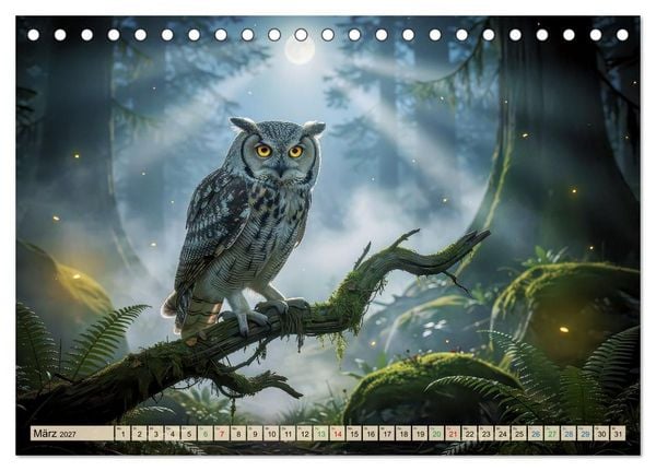 Produktbild: Eulen - furchtlos und elegant (Tischkalender 2027 DIN A5 quer), CALVENDO Monatskalender