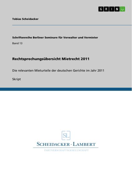 Produktbild: Rechtsprechungs&uuml;bersicht Mietrecht 2011