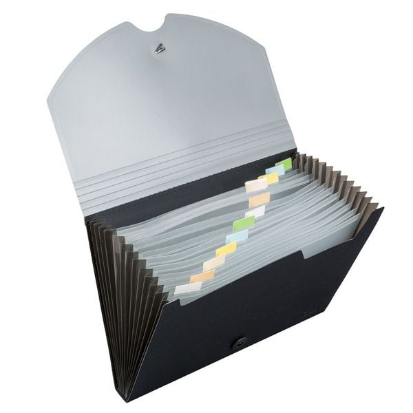 Produktbild: Idena F&auml;chermappe PP 12 F&auml;cher schwarz/grau DIN A4