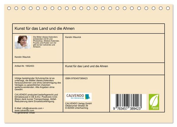 Produktbild: Kunst f&uuml;r das Land und die Ahnen (Tischkalender 2026 DIN A5 quer), CALVENDO Monatskalender
