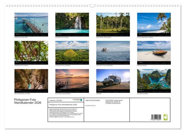 Produktbild: Philippinen Foto Wandkalender 2026 (Wandkalender 2026 DIN A2 quer), CALVENDO Monatskalender