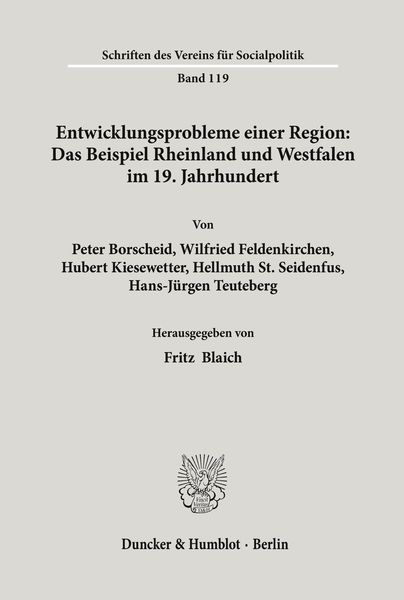 Produktbild: Entwicklungsprobleme einer Region: Das Beispiel Rheinland und Westfalen im 19. Jahrhundert.